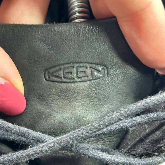 KEEN Women's Black Leather Lace-Up Mid Heel Wedge Boots Size 8.5 - Picture 3 of 14